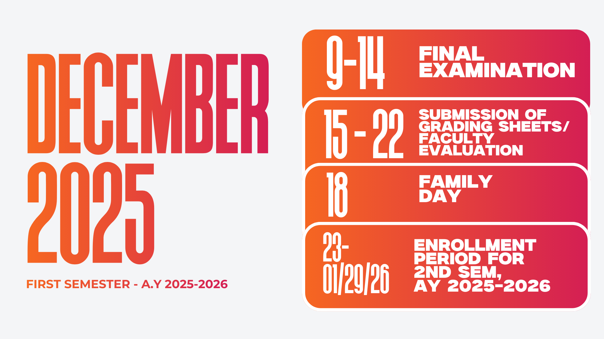 Academic Calendar Page